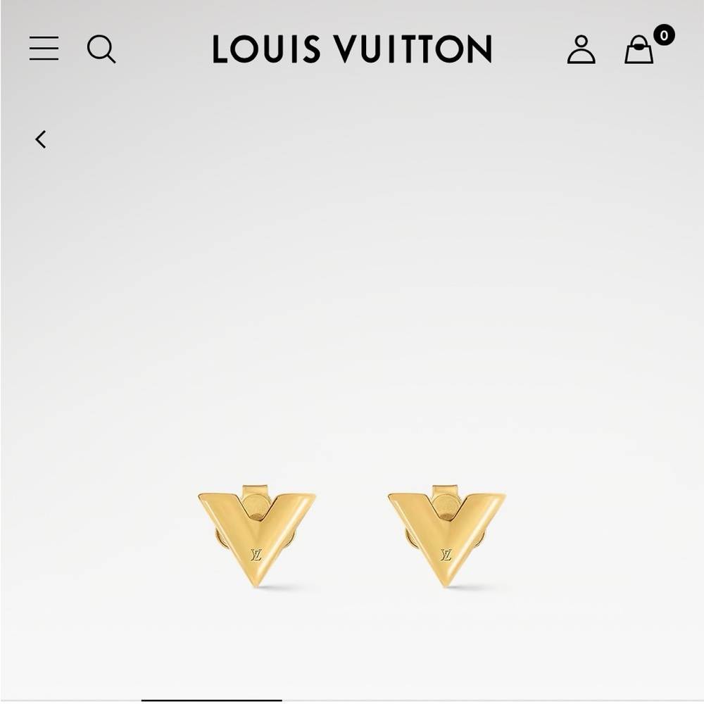 Louis Vuitton V Gold Earrings